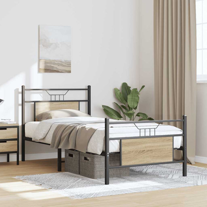 sengeramme 90x190 cm uden madras konstrueret træ sonoma-eg