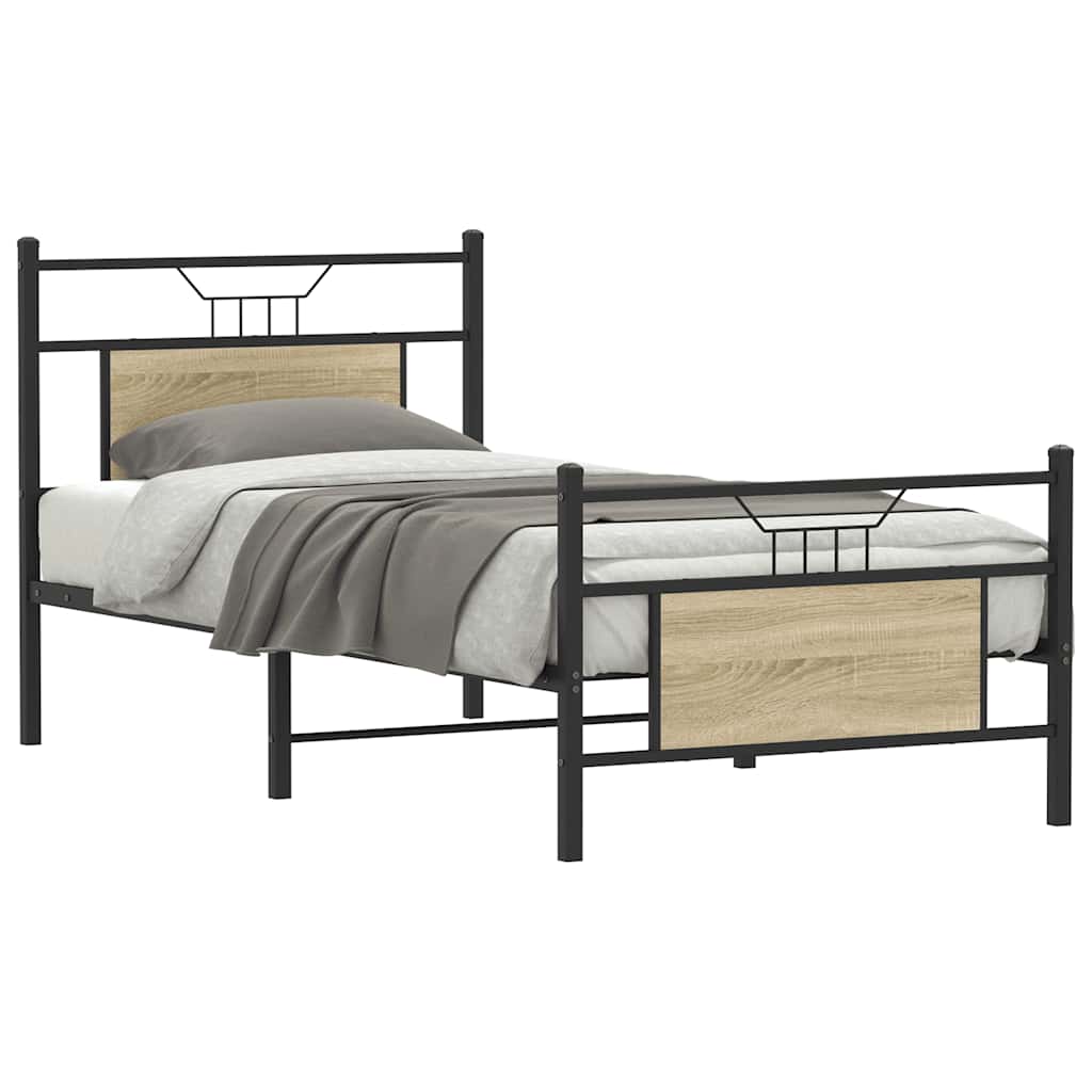 sengeramme 90x190 cm uden madras konstrueret træ sonoma-eg