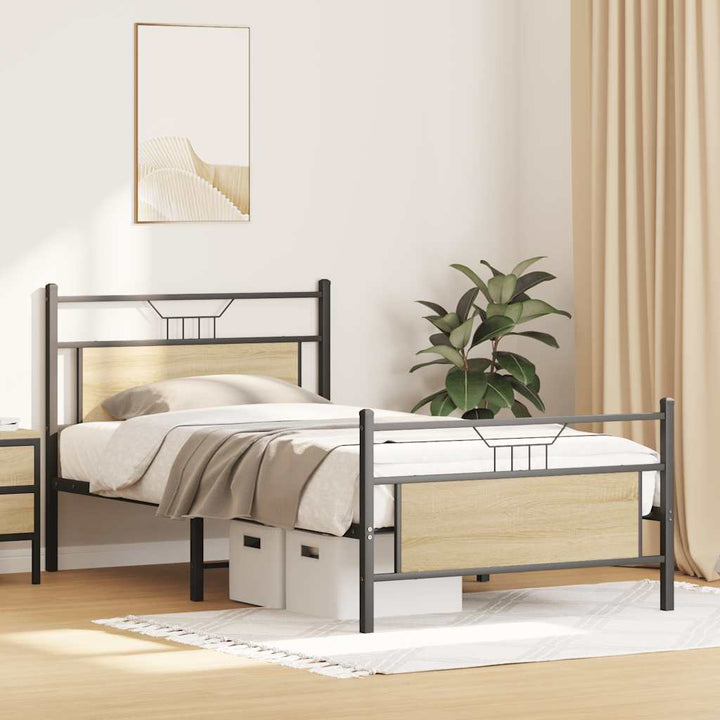 sengeramme uden madras 107x203 cm konstrueret træ sonoma-eg