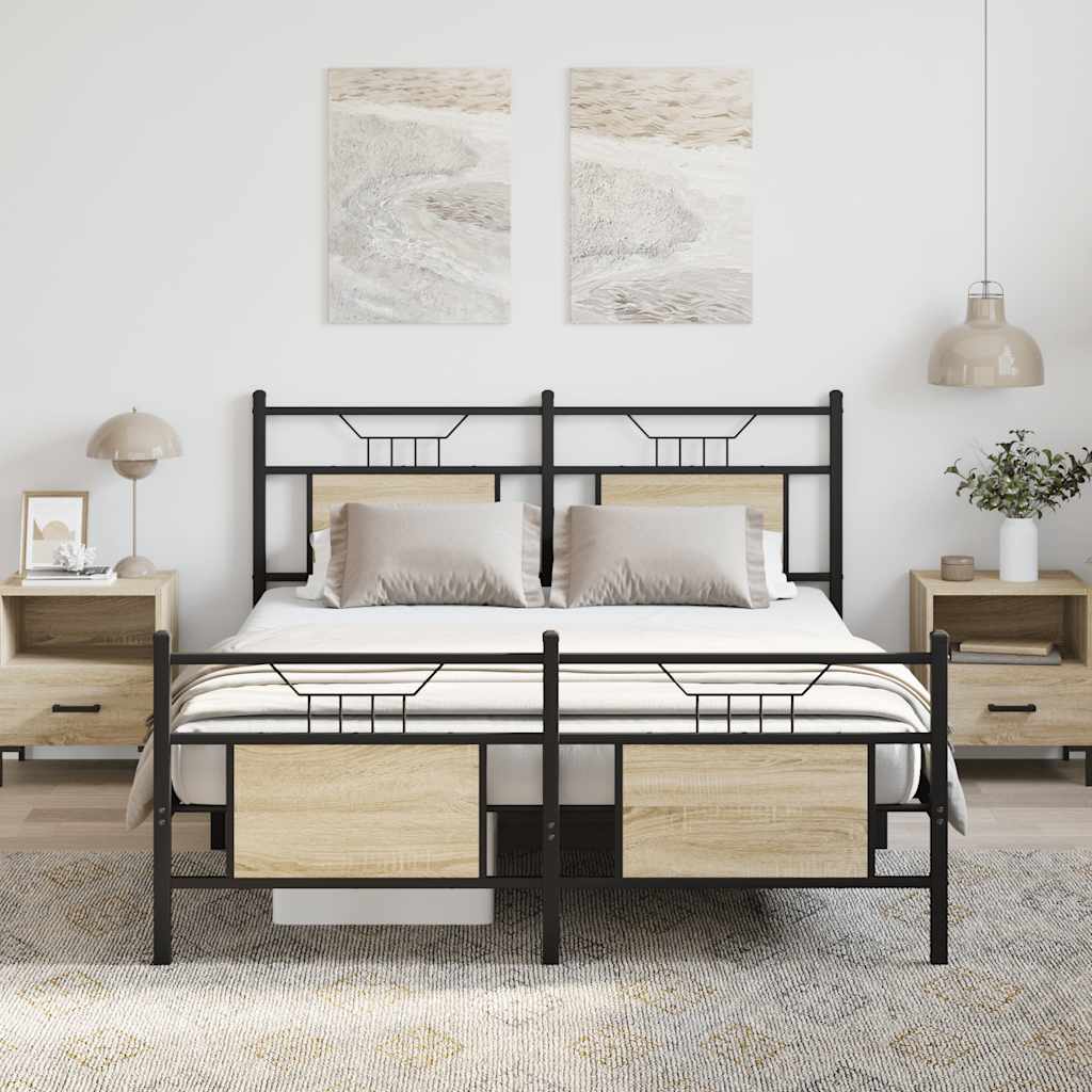 sengeramme 140x190 cm uden madras konstrueret træ sonoma-eg