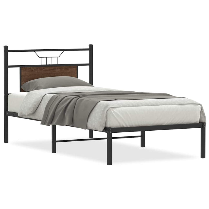 sengeramme 75x190 cm uden madras konstrueret træ brunt eg