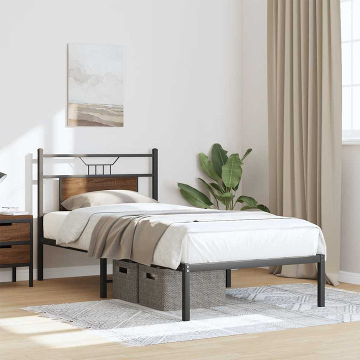 sengeramme 75x190 cm uden madras konstrueret træ brunt eg