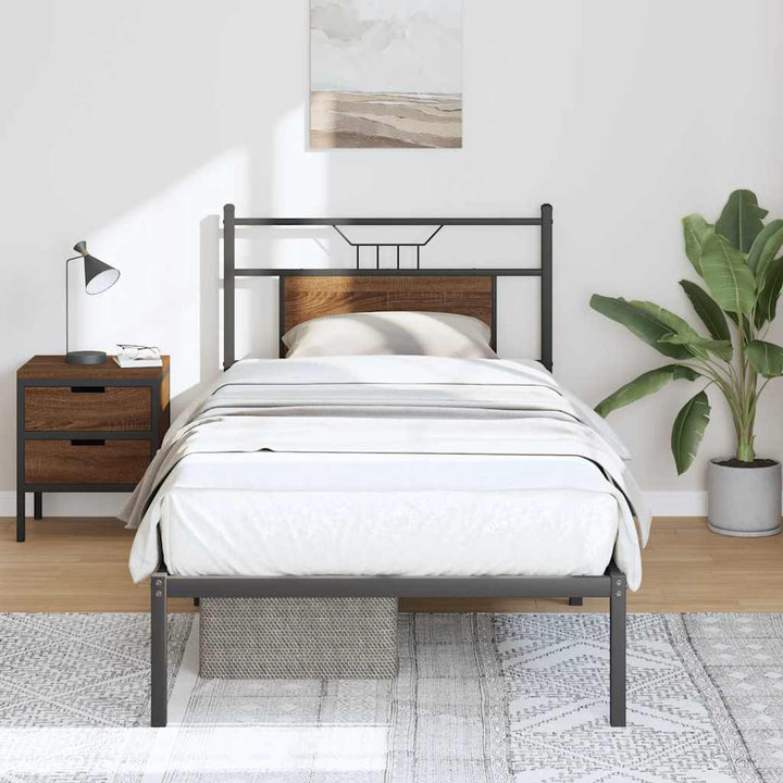 sengeramme 80x200 cm uden madras konstrueret træ brunt eg
