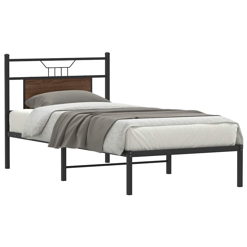sengeramme 90x200 cm uden madras konstrueret træ brunt eg