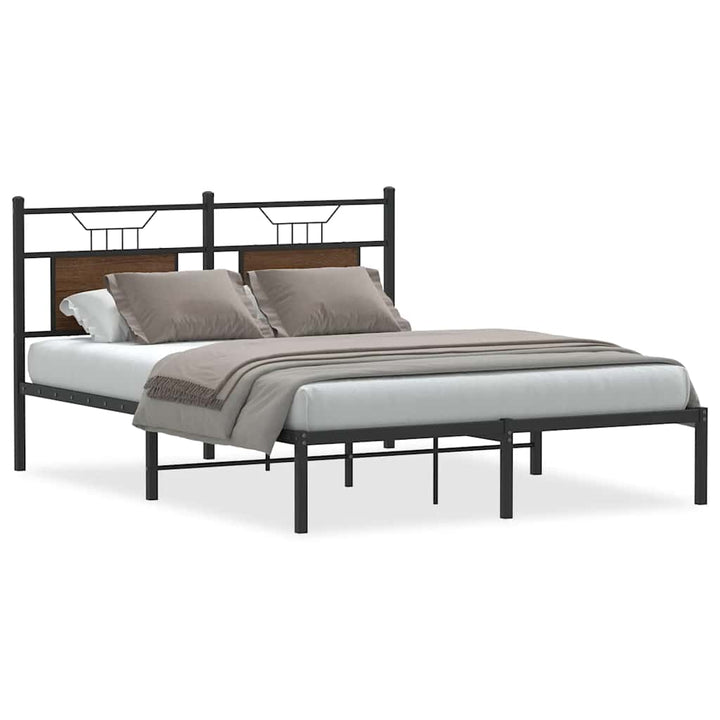 sengeramme 137x190 cm uden madras konstrueret træ brunt eg