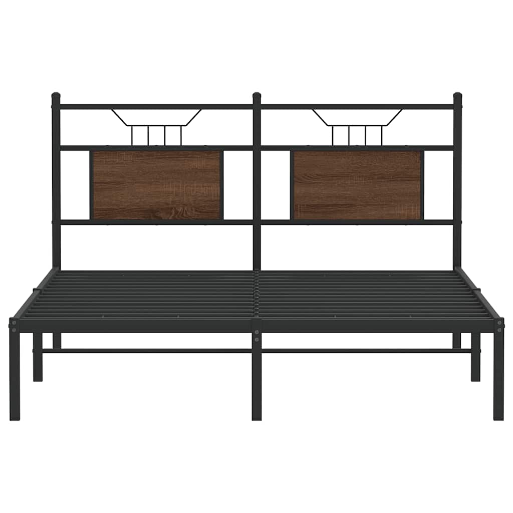 sengeramme 137x190 cm uden madras konstrueret træ brunt eg