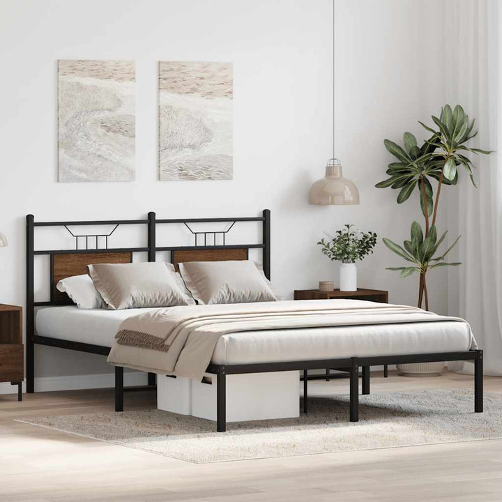 sengeramme 140x200 cm uden madras konstrueret træ brunt eg