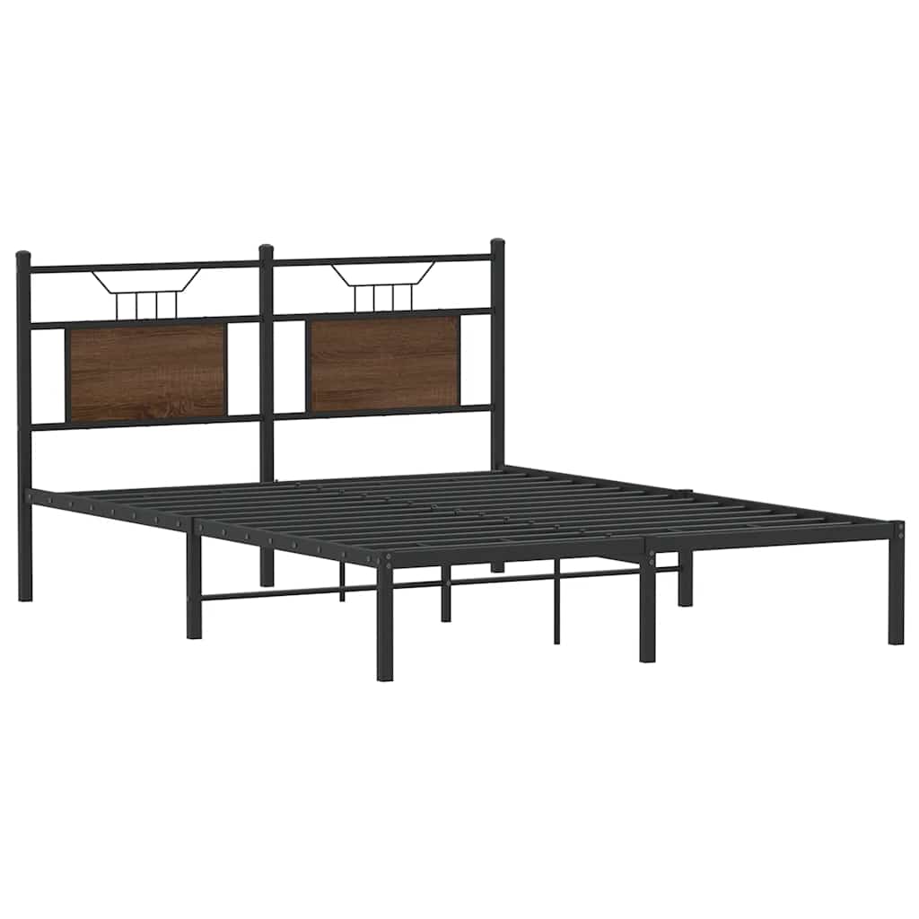 sengeramme 150x200 cm uden madras konstrueret træ brunt eg
