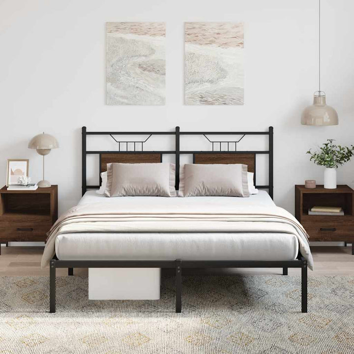 sengeramme 150x200 cm uden madras konstrueret træ brunt eg