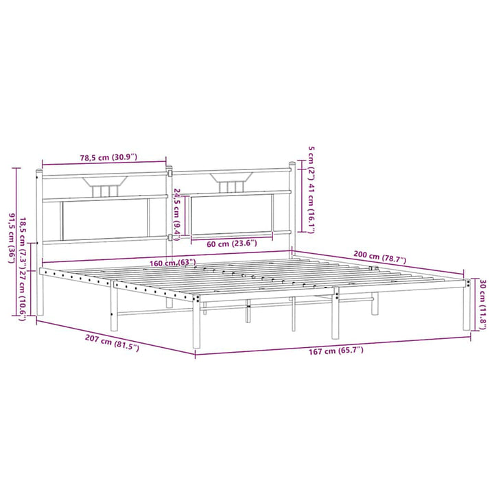 sengeramme 160x200 cm uden madras konstrueret træ brunt eg