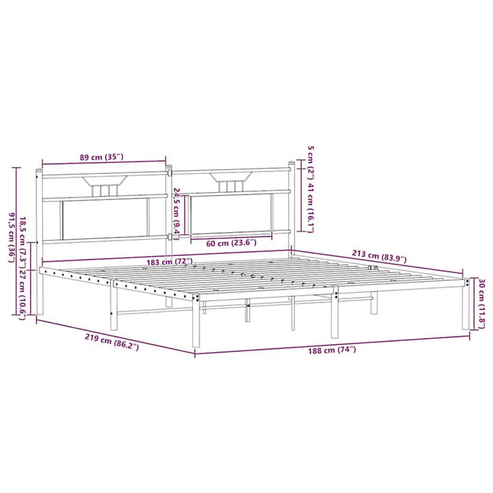 sengeramme uden madras 183x213 cm konstrueret træ brunt eg