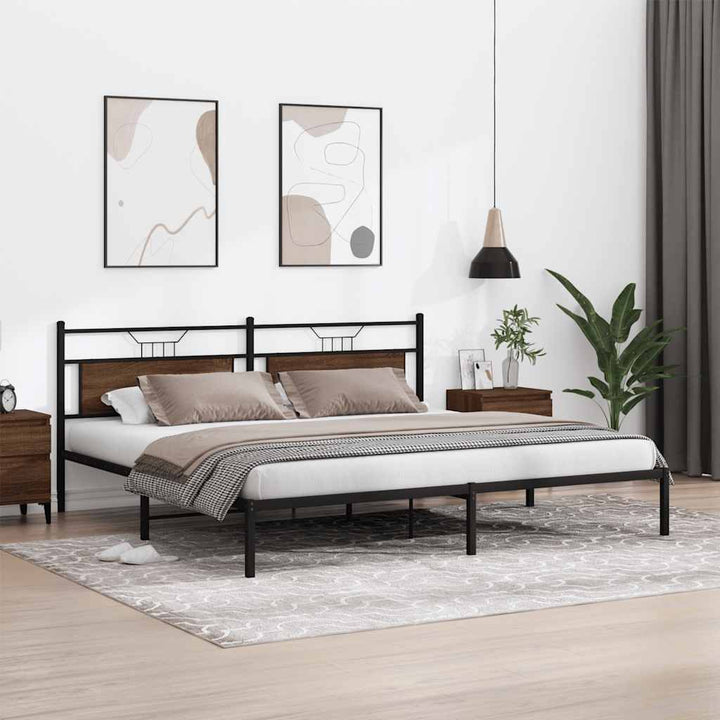 sengeramme uden madras 200x200 cm konstrueret træ brun eg