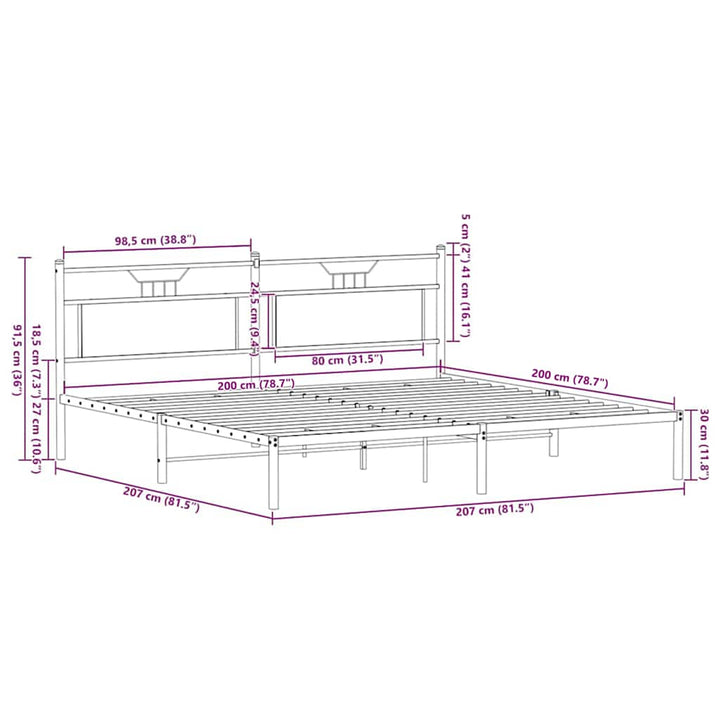 sengeramme uden madras 200x200 cm konstrueret træ brun eg