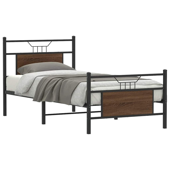 sengeramme 75x190 cm uden madras konstrueret træ brunt eg