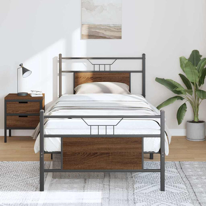 sengeramme 80x200 cm uden madras konstrueret træ brunt eg