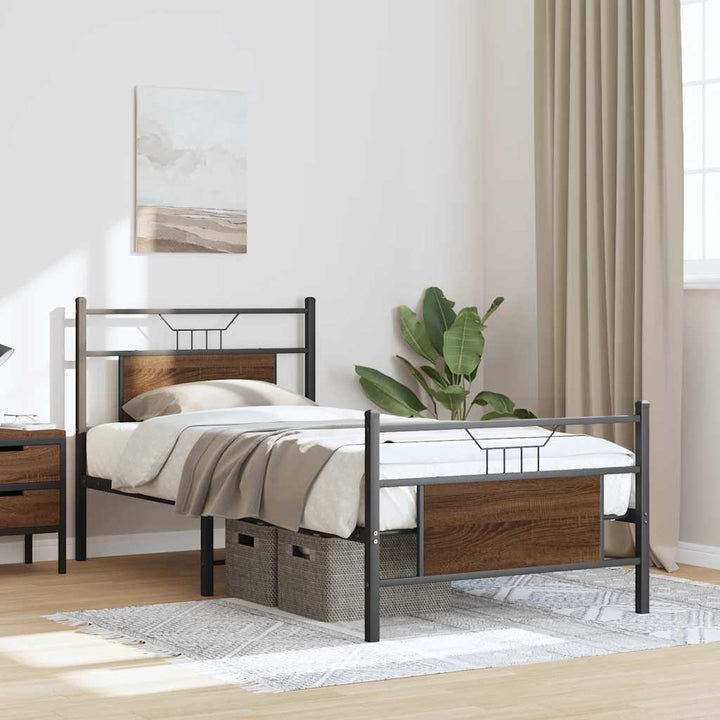 sengeramme 90x200 cm uden madras konstrueret træ brunt eg