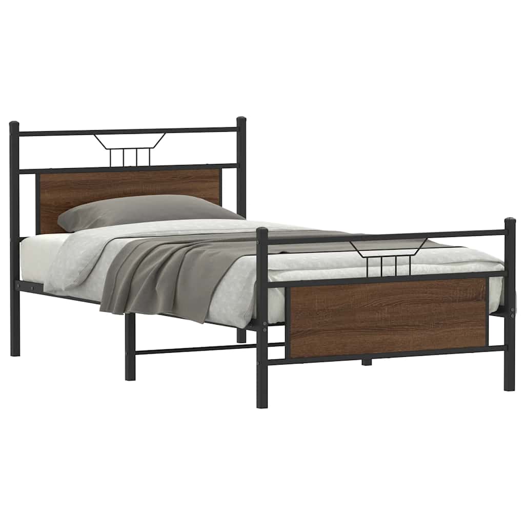 sengeramme 100x200 cm uden madras konstrueret træ brunt eg