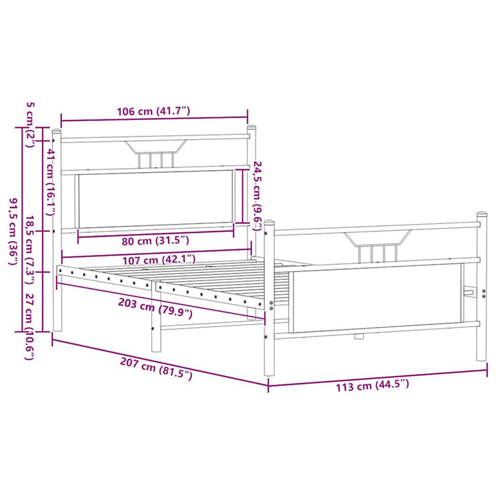 sengeramme uden madras 107x203 cm konstrueret træ brunt eg