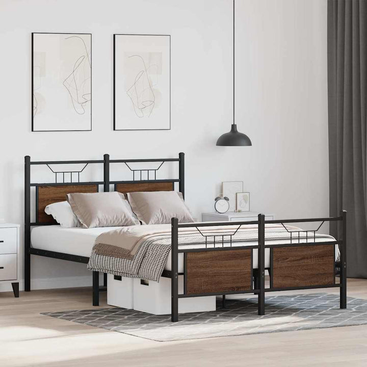 sengeramme 120x200 cm uden madras konstrueret træ brunt eg