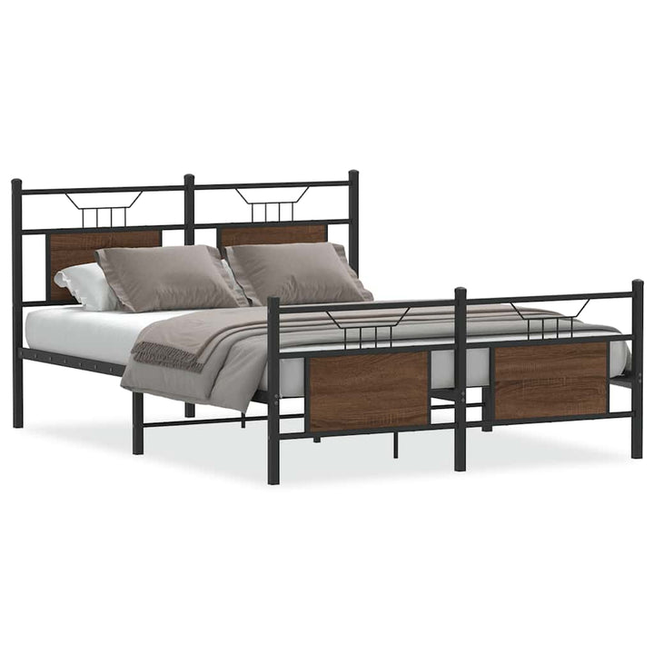 sengeramme 137x190 cm uden madras konstrueret træ brunt eg