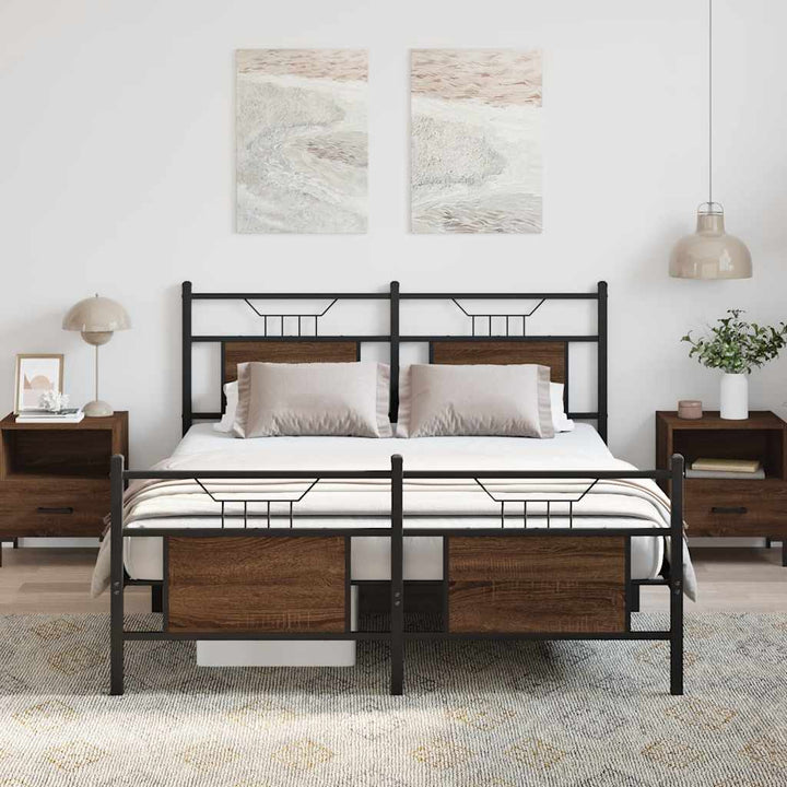 sengeramme 137x190 cm uden madras konstrueret træ brunt eg