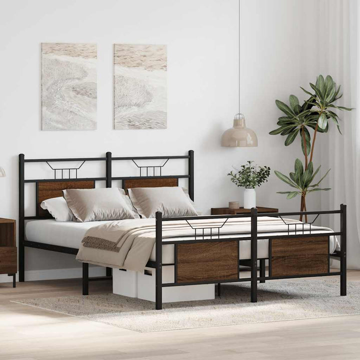 sengeramme 137x190 cm uden madras konstrueret træ brunt eg