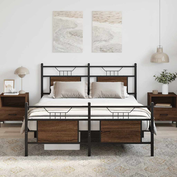 sengeramme 140x200 cm uden madras konstrueret træ brunt eg