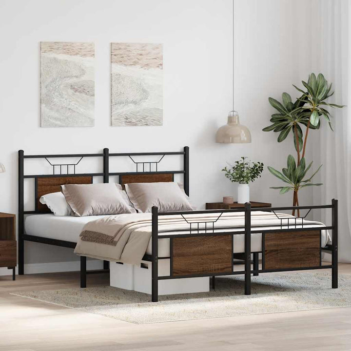 sengeramme 140x200 cm uden madras konstrueret træ brunt eg