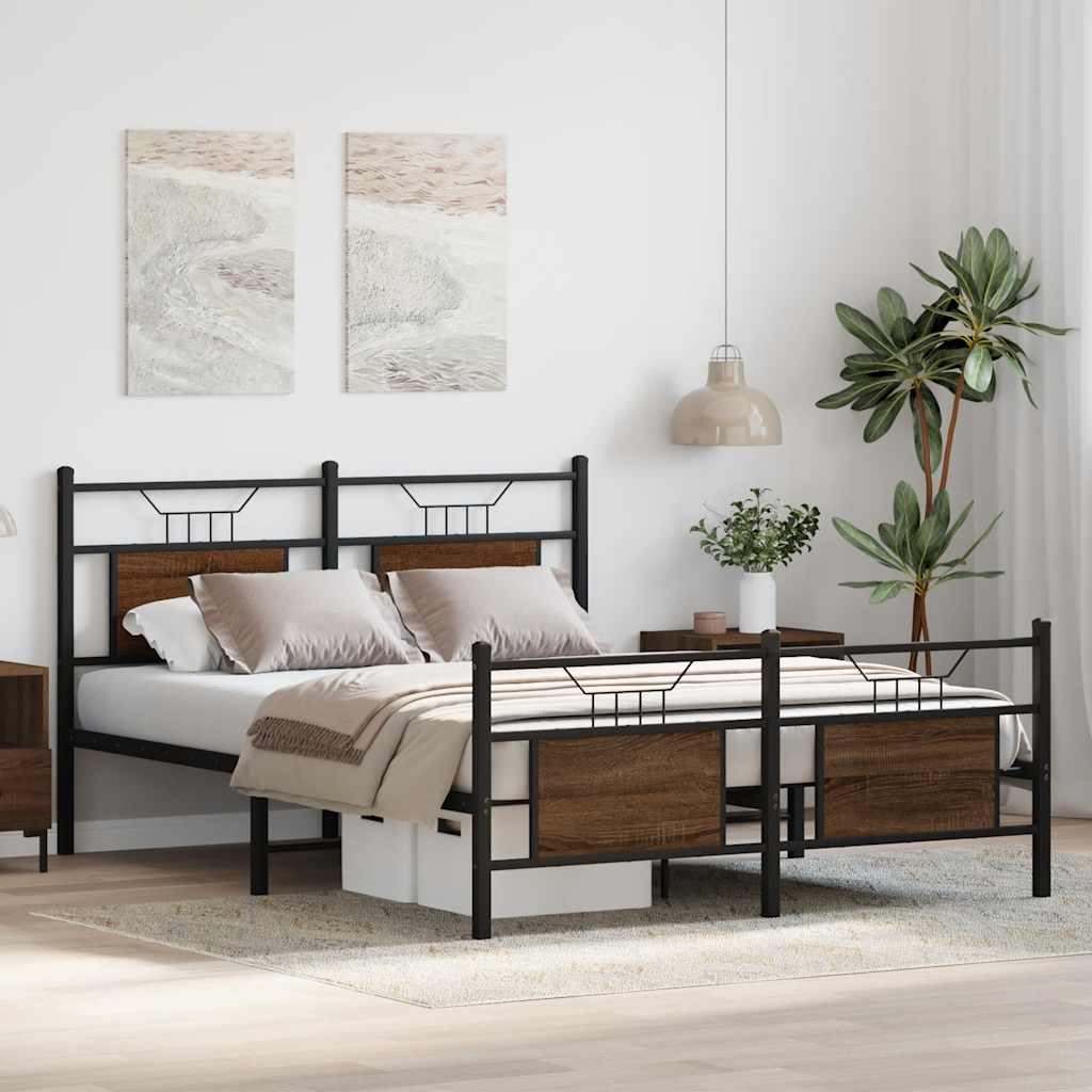 sengeramme 150x200 cm uden madras konstrueret træ brunt eg