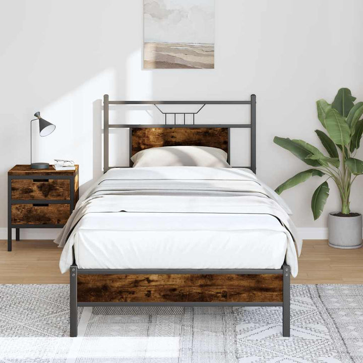 sengeramme 75x190 cm uden madras konstrueret træ røget eg