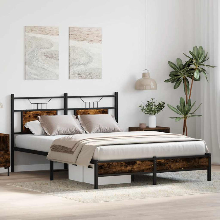 sengeramme 137x190 cm uden madras konstrueret træ røget eg
