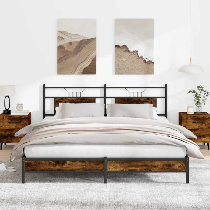 sengeramme uden madras 183x203 cm konstrueret træ røget eg