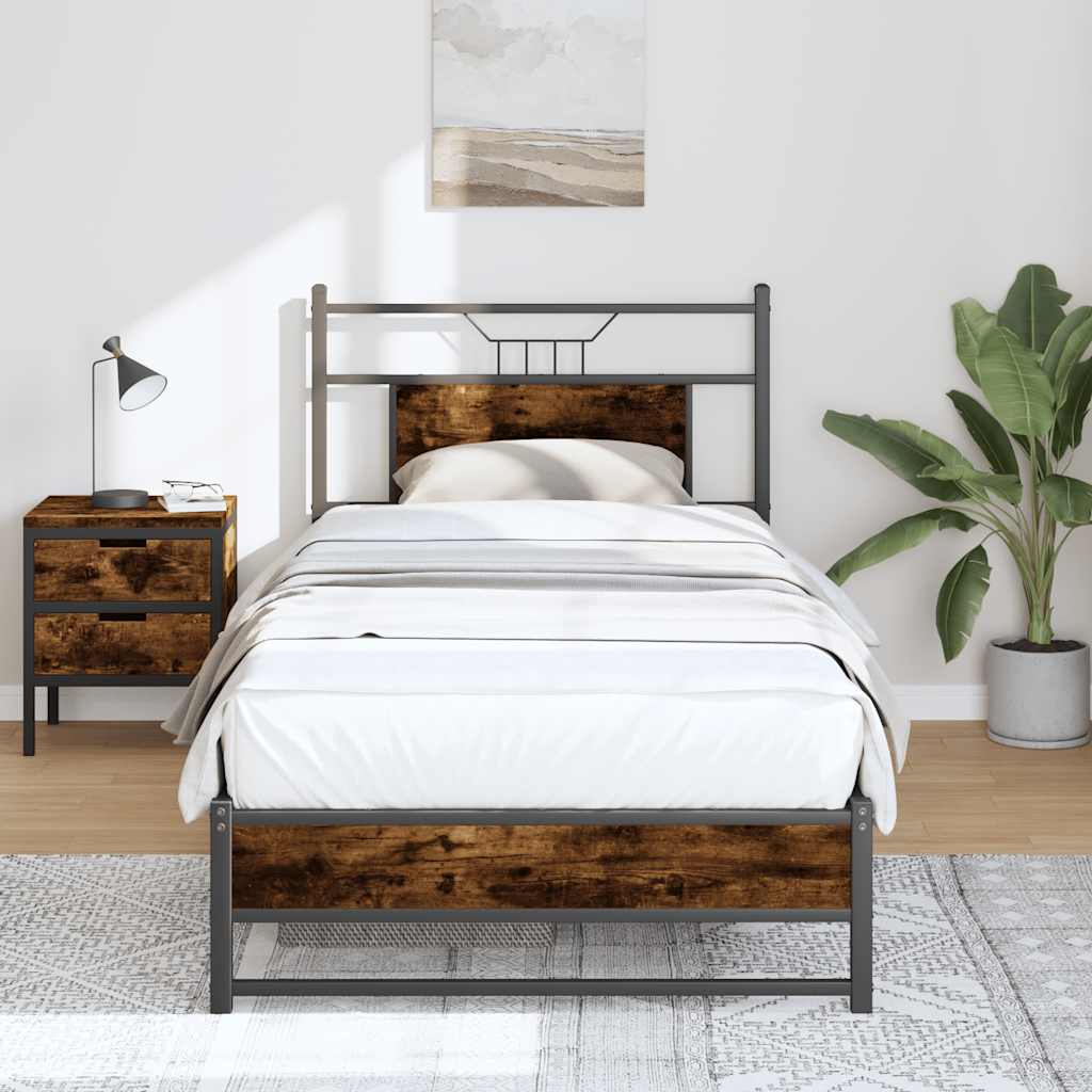 sengeramme 75x190 cm uden madras konstrueret træ røget eg