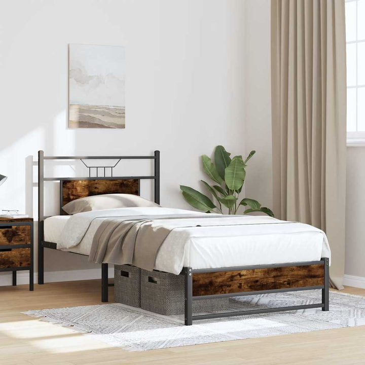 sengeramme 90x190 cm uden madras konstrueret træ røget eg