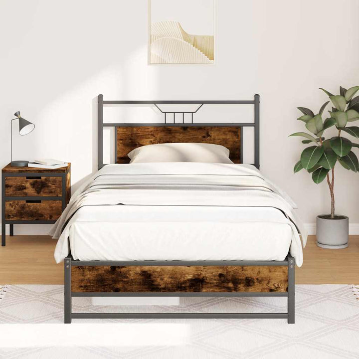 sengeramme 100x190 cm uden madras konstrueret træ røget eg