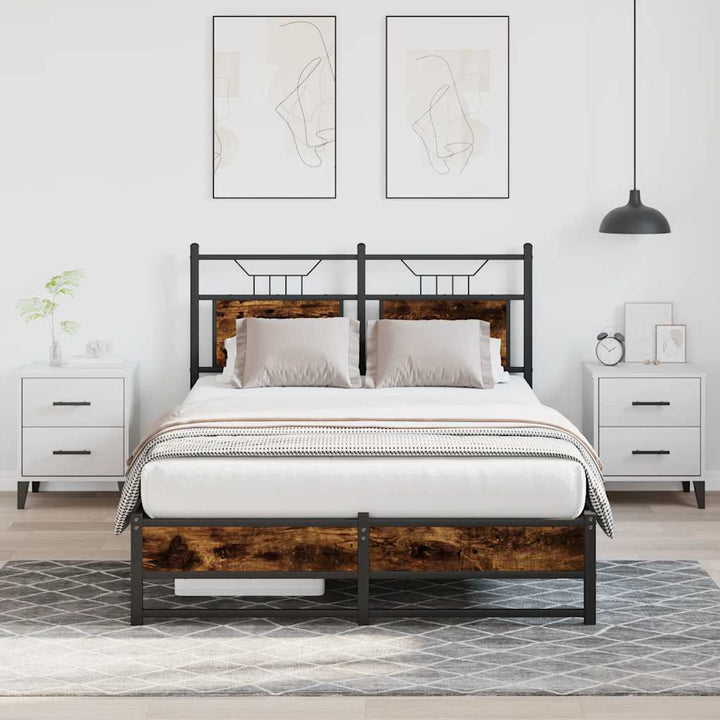 sengeramme 120x190 cm uden madras konstrueret træ røget eg