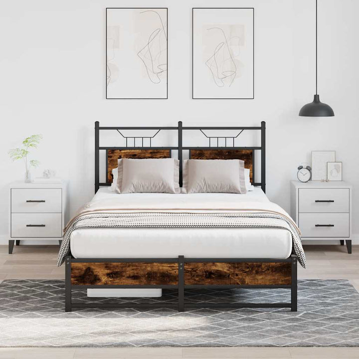 sengeramme 120x200 cm uden madras konstrueret træ røget eg