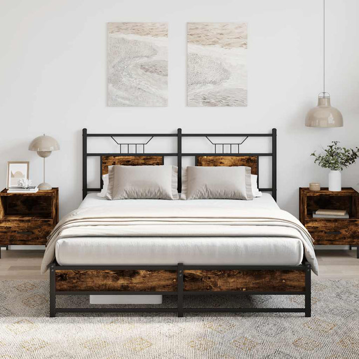sengeramme 140x190 cm uden madras konstrueret træ røget eg