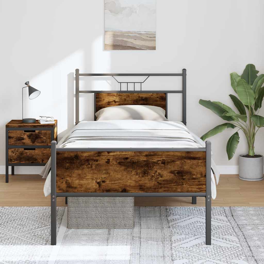 sengeramme 75x190 cm uden madras konstrueret træ røget eg