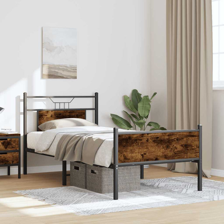 sengeramme 90x190 cm uden madras konstrueret træ røget eg
