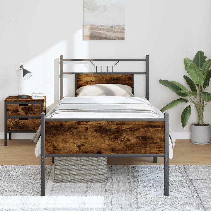 sengeramme 90x200 cm uden madras konstrueret træ røget eg