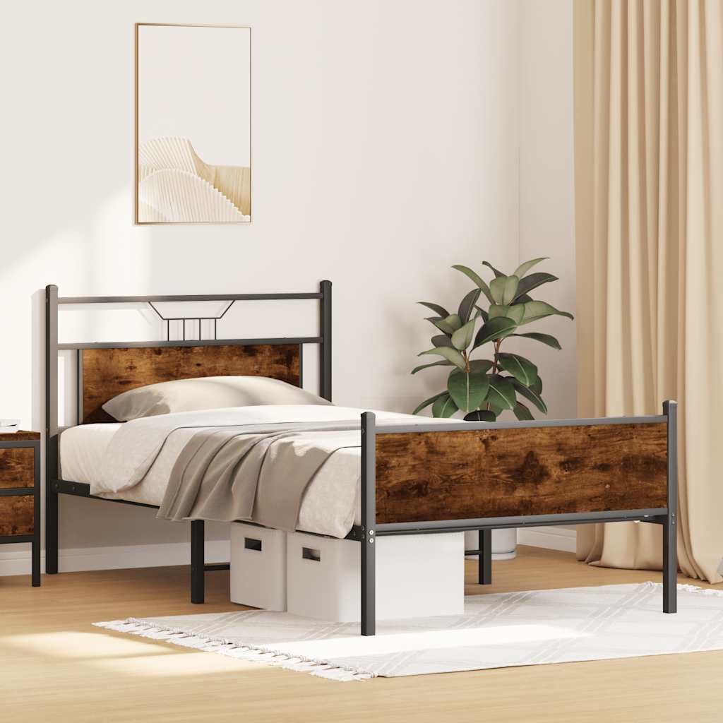 sengeramme uden madras 107x203 cm konstrueret træ røget eg