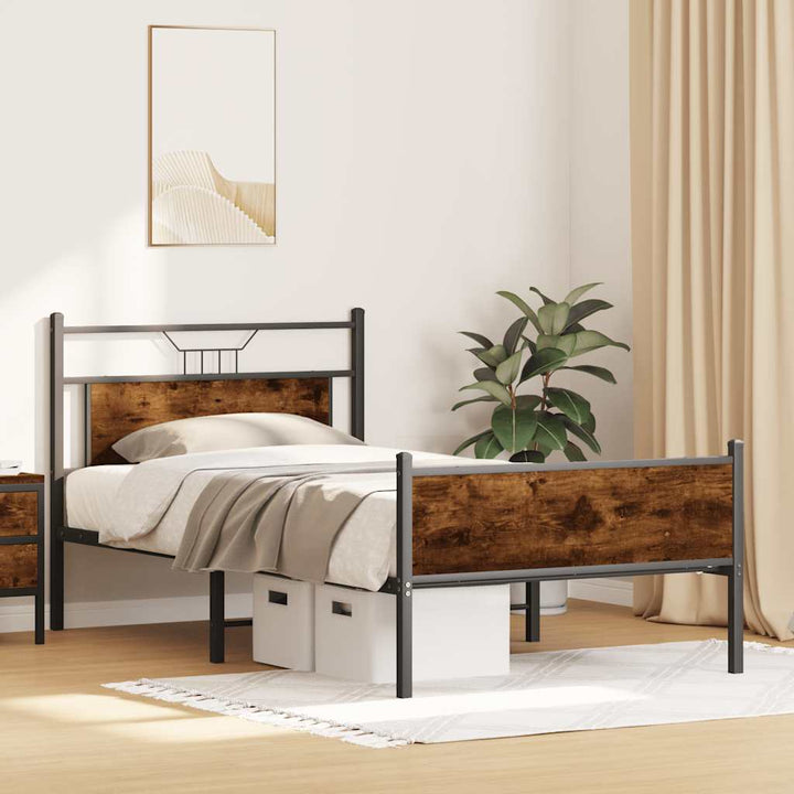 sengeramme uden madras 107x203 cm konstrueret træ røget eg