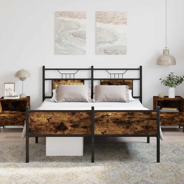 sengeramme 137x190 cm uden madras konstrueret træ røget eg