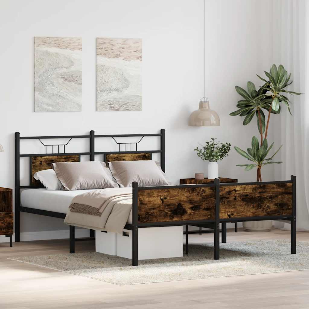 sengeramme 137x190 cm uden madras konstrueret træ røget eg