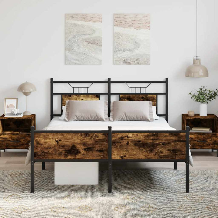 sengeramme 140x190 cm uden madras konstrueret træ røget eg