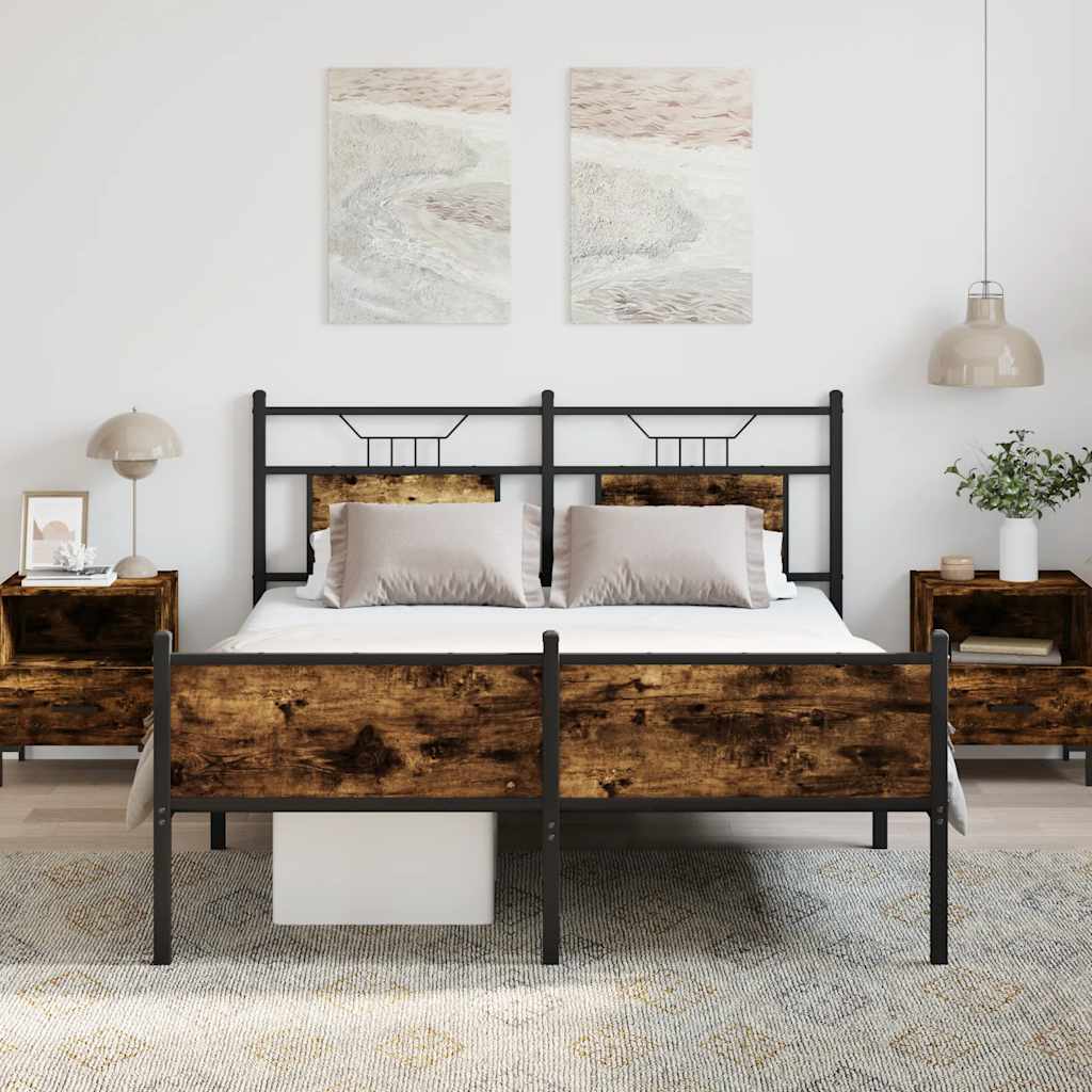 sengeramme 140x200 cm uden madras konstrueret træ røget eg