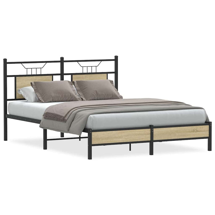 sengeramme 137x190 cm uden madras konstrueret træ sonoma-eg