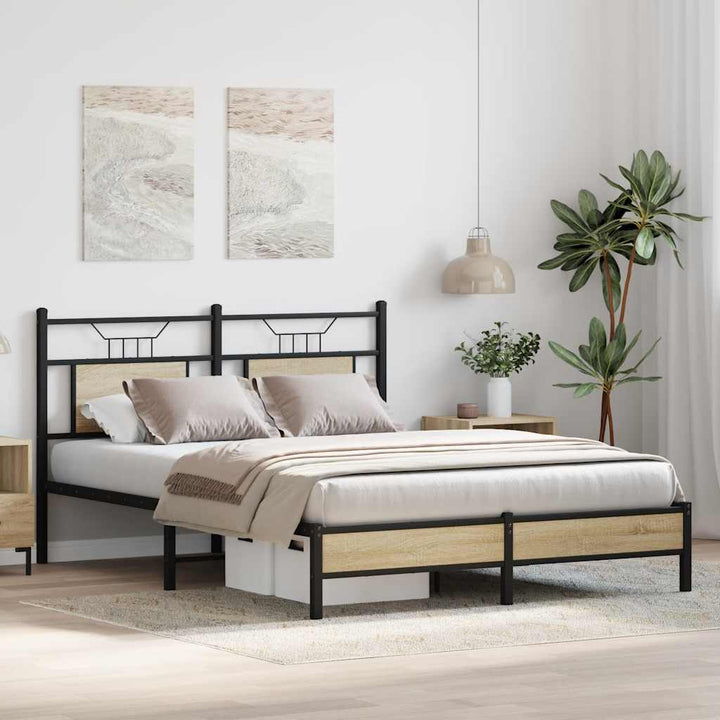 sengeramme 150x200 cm uden madras konstrueret træ sonoma-eg