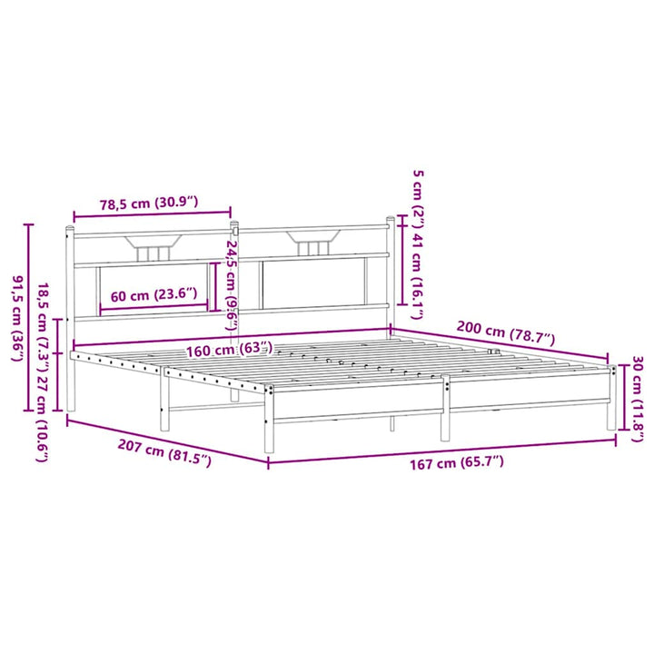 sengeramme 160x200 cm uden madras konstrueret træ sonoma-eg